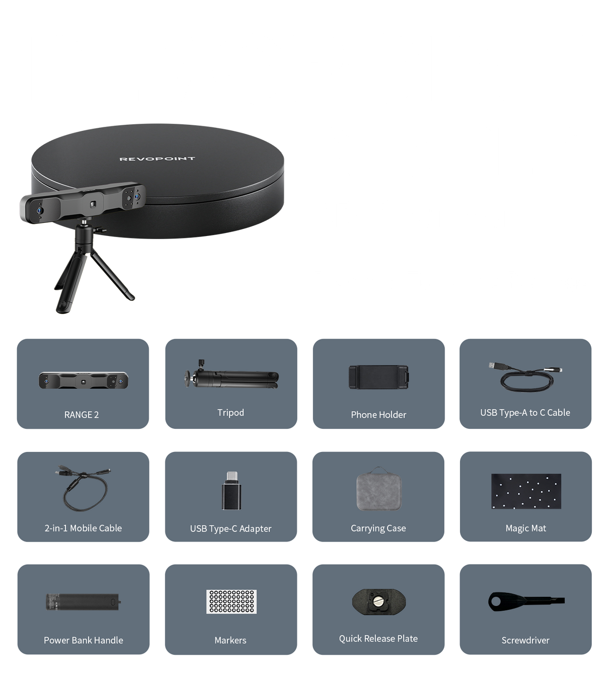 Revopoint RANGE 2 3D Scanner Premium Turntable Package